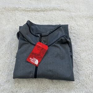 NWT North Face Sweater Mens 2XL Gray Tech 1/4 Zip Fleece Pullover Outdoors Hikin